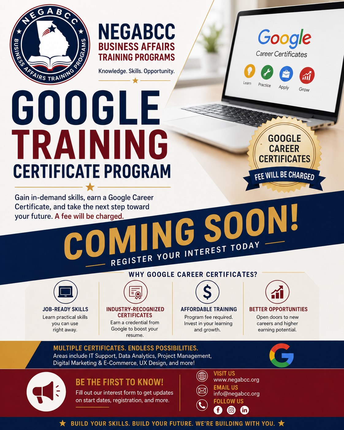 NEGABCC Google Training Certificate Program flyer