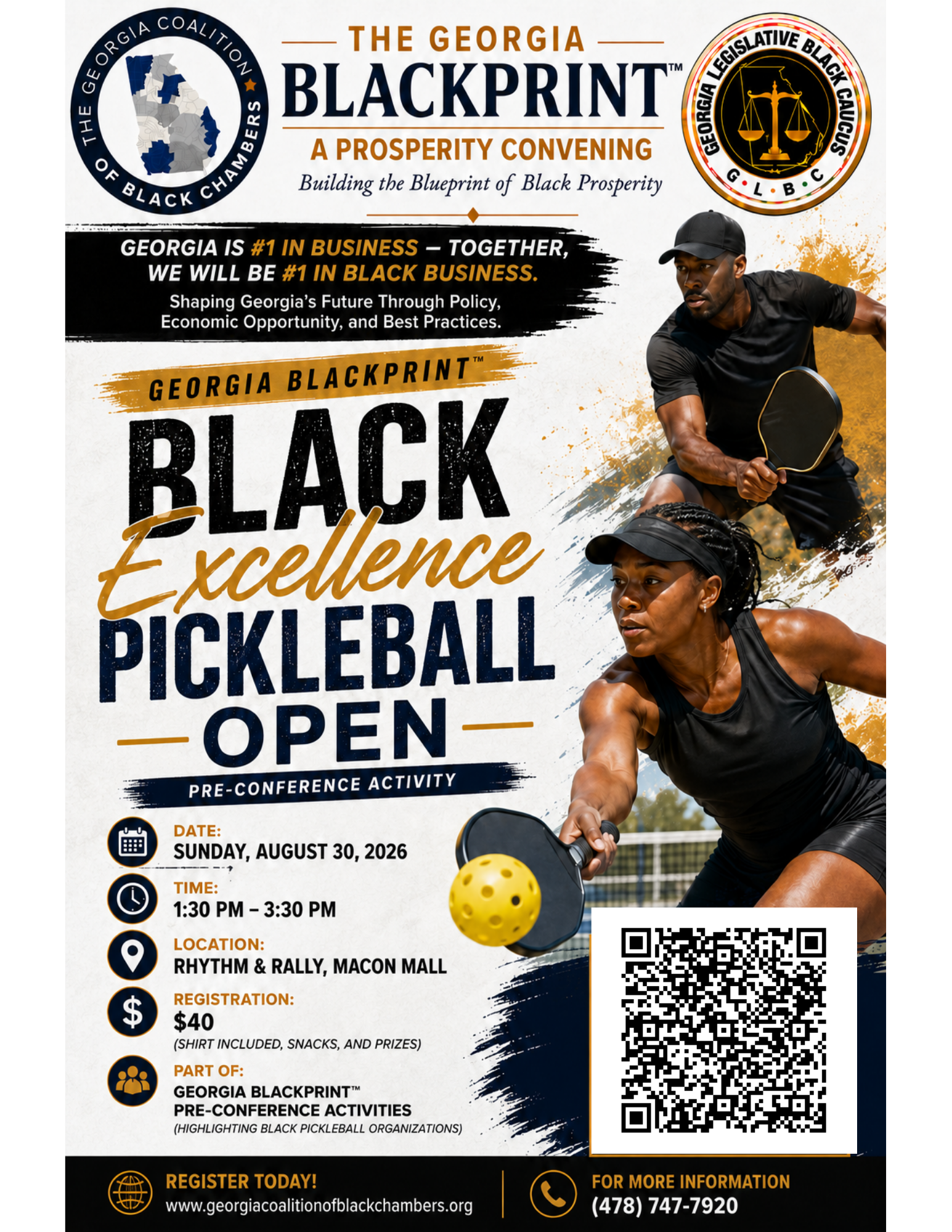 Black Excellence Pickleball Open flyer for Sunday, August 30, 2026