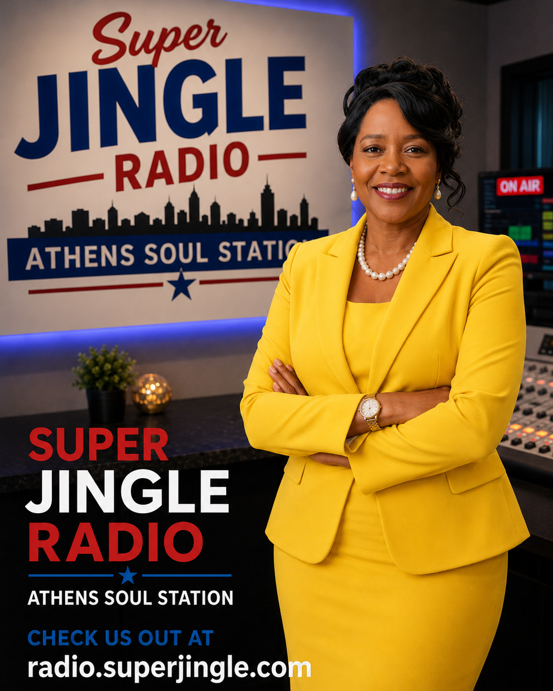 Rev. Dr. Yvonne Davenport in the Super Jingle Radio Athens Soul Station studio